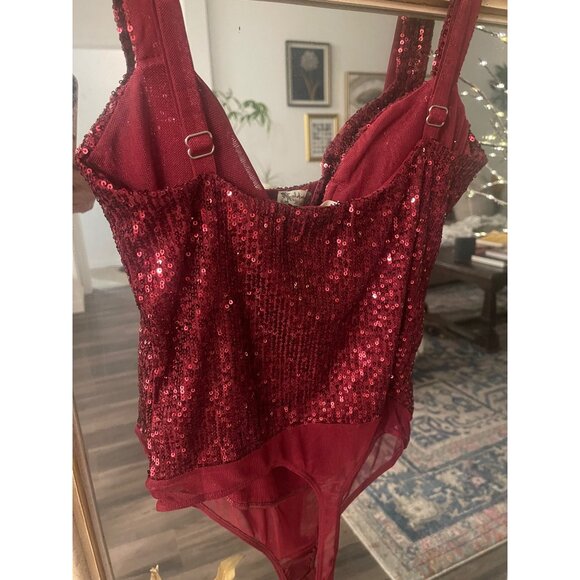 Free People Sparks Fly Sequin Body Suit SZ Medium - Picture 4 of 9